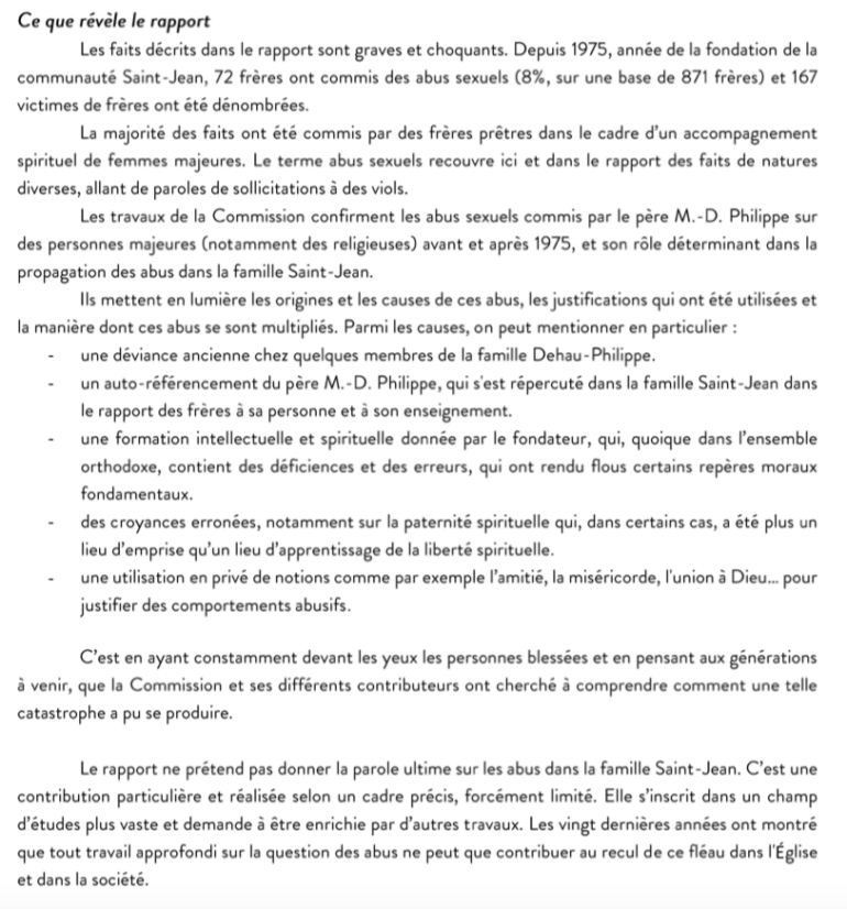 Rapport sur l'origines et analyses des abus dans la famille SaintJean